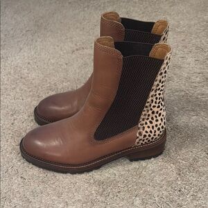 Vintage Havana Brown and Black Ankle Boots with Animal Print